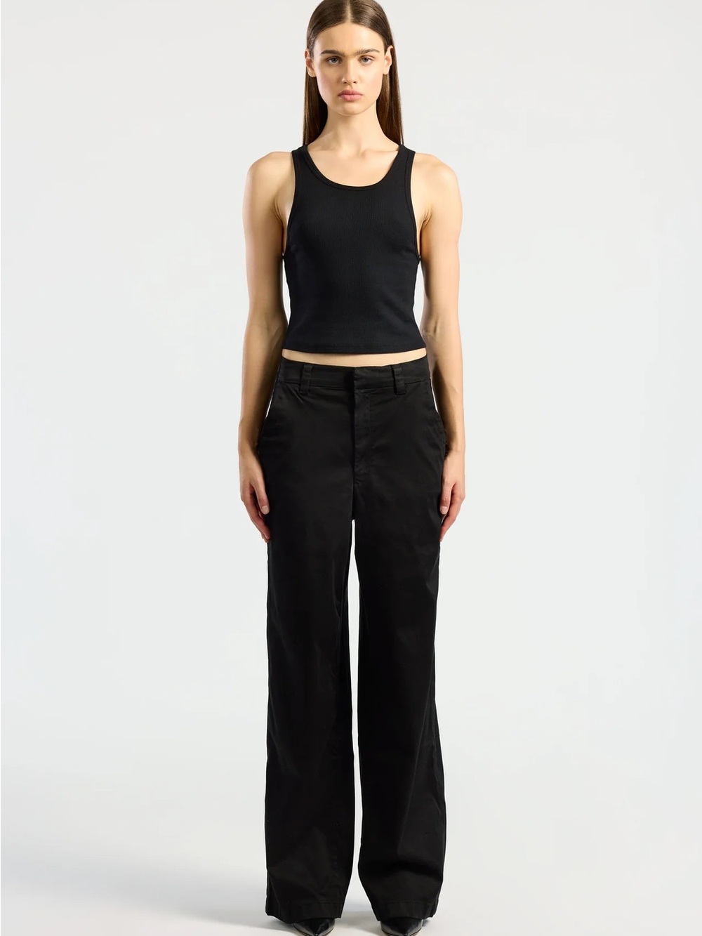 Cotton Citizen size 25 “London Relaxed Pant” Wide Leg Black Classic High-Rise